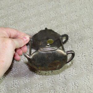 Vintage Silver Plated Teapot Tea Kettle Tea Bag or Sweetener Holder